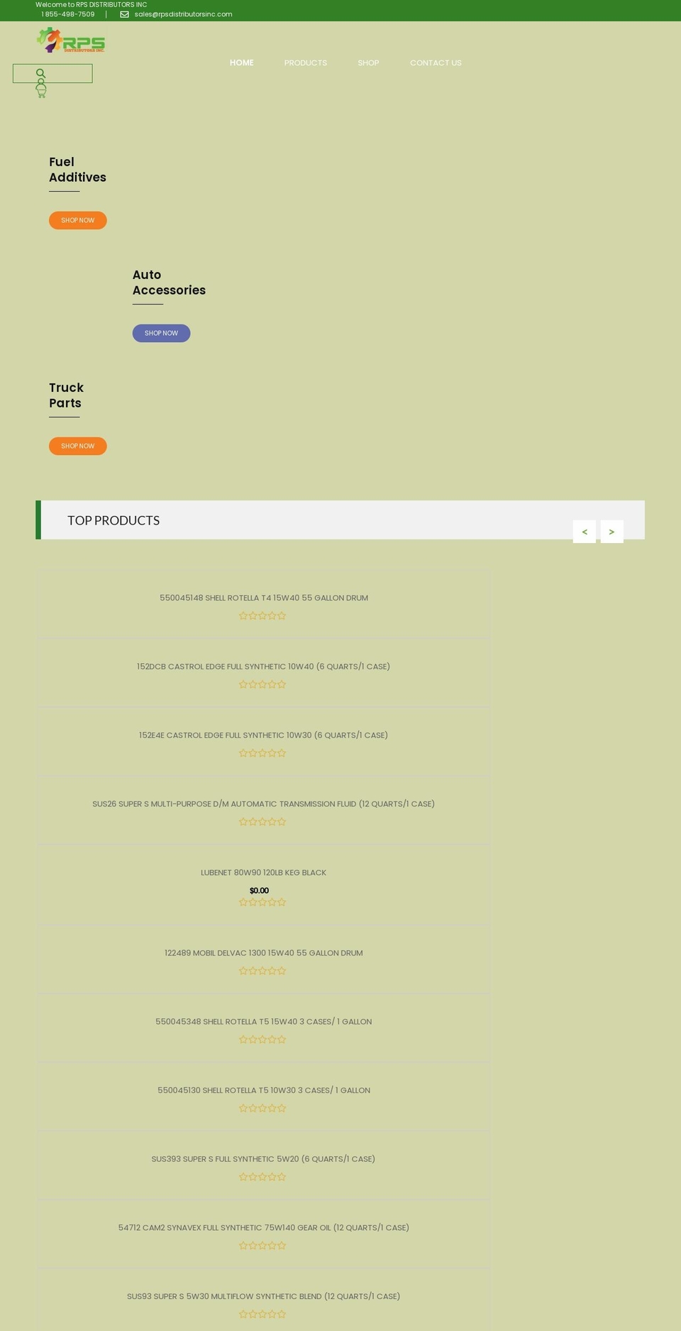 rpsdistributorsinc.com shopify website screenshot