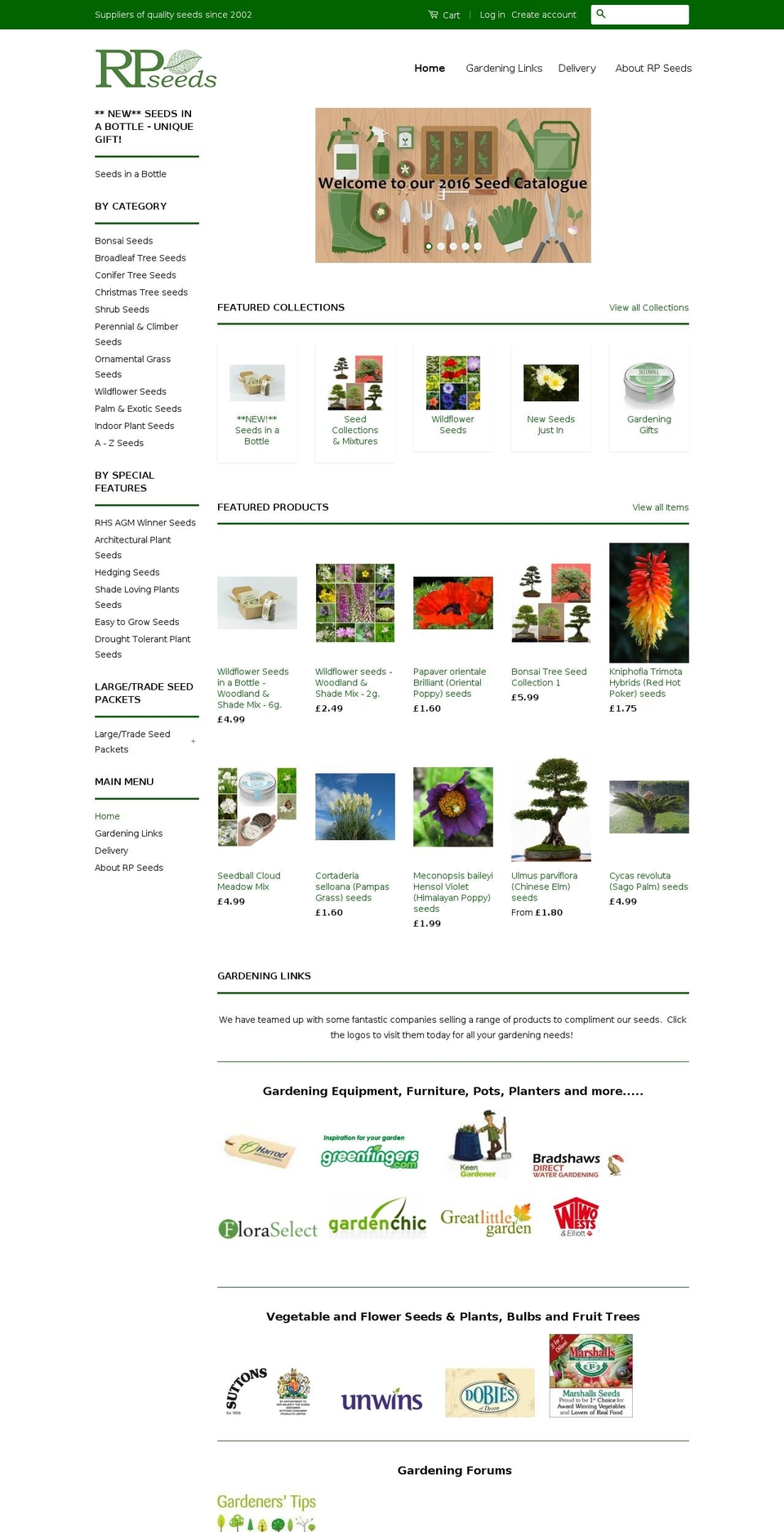 Craft Shopify theme site example rpseeds.co.uk