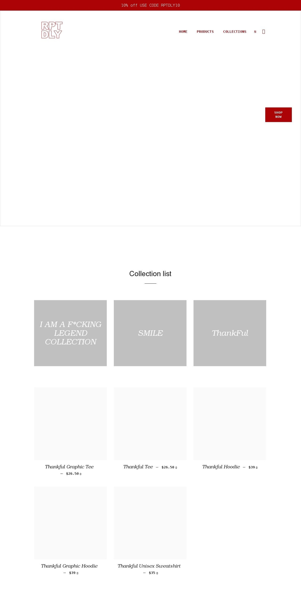 rptdly.com shopify website screenshot