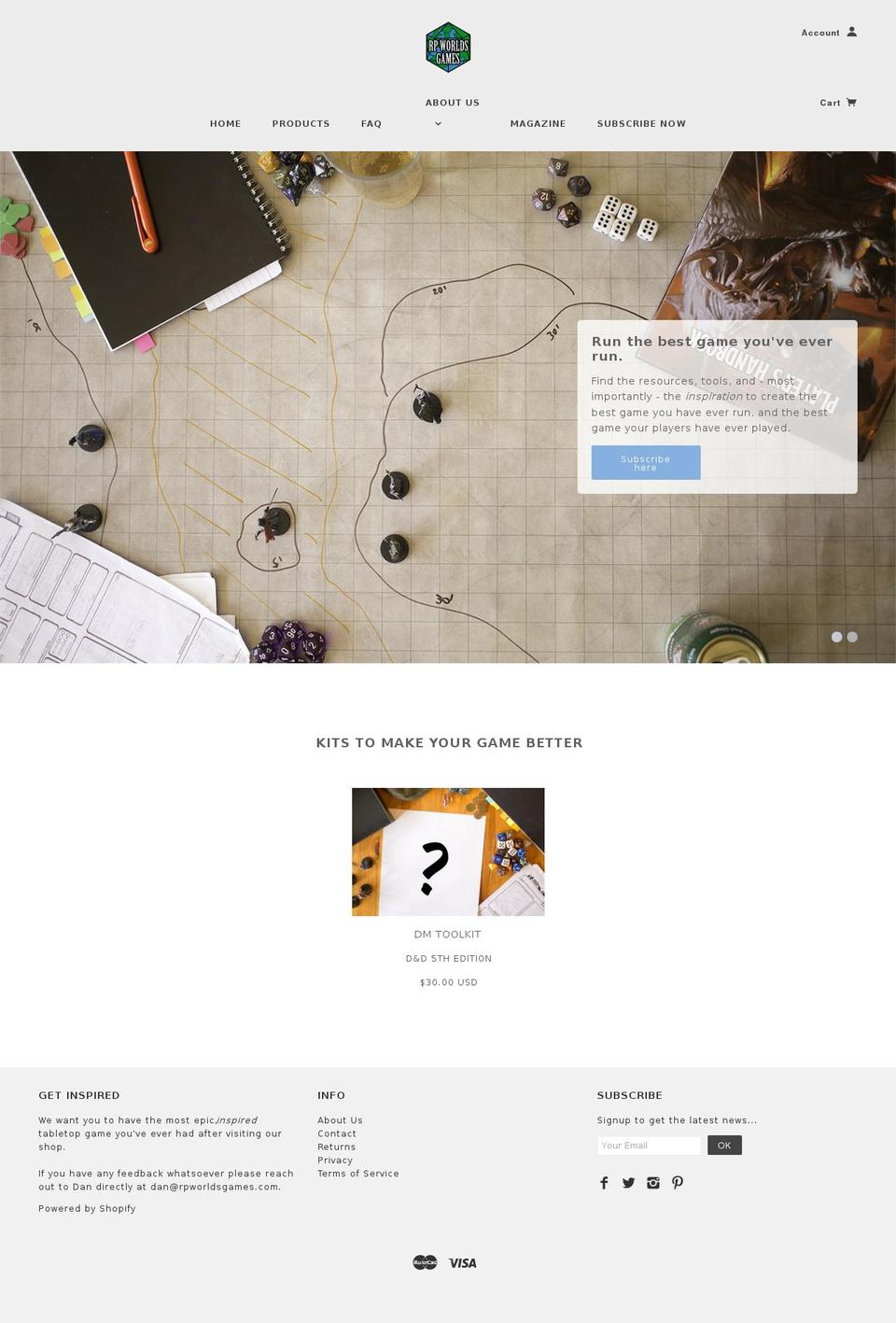 rpworldsgames.com shopify website screenshot