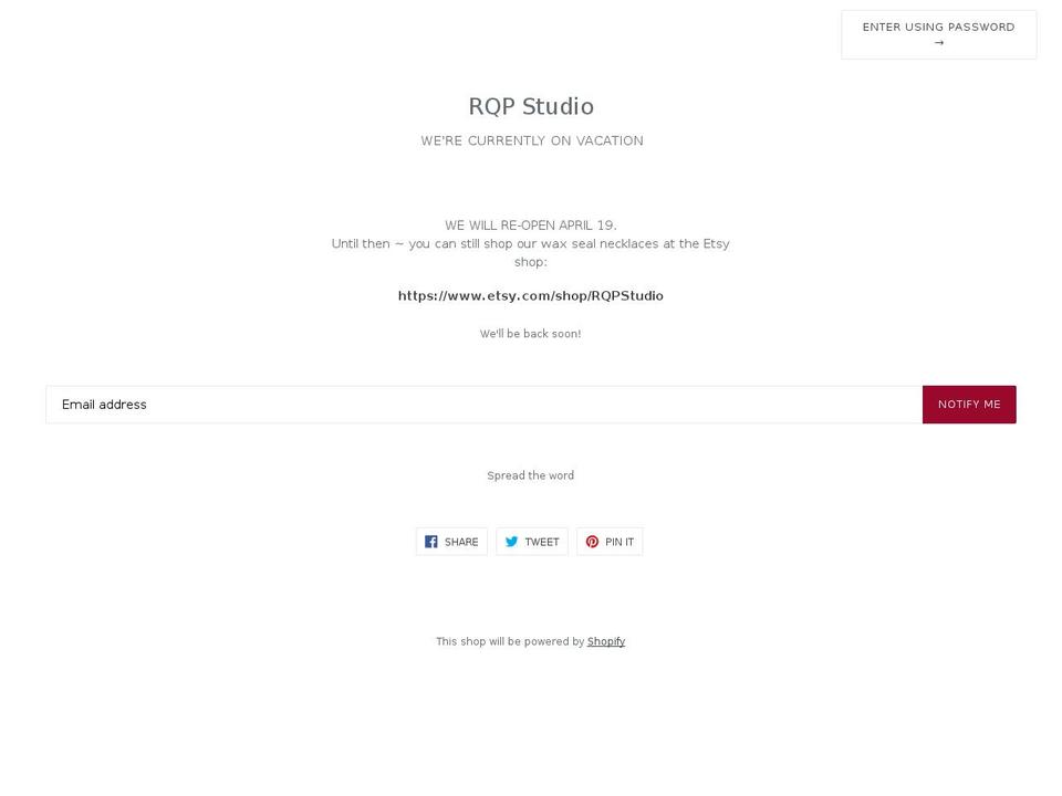 rqpstudio.com shopify website screenshot