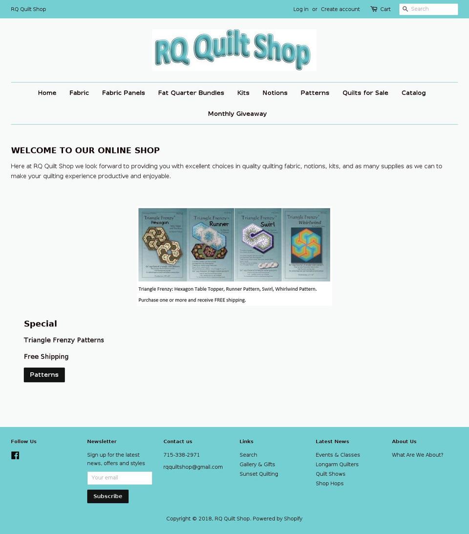 rqquiltshop.com — Shopify storefront screenshot
