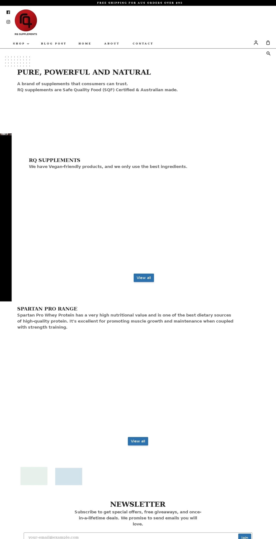 rqsupplements.com.au shopify website screenshot