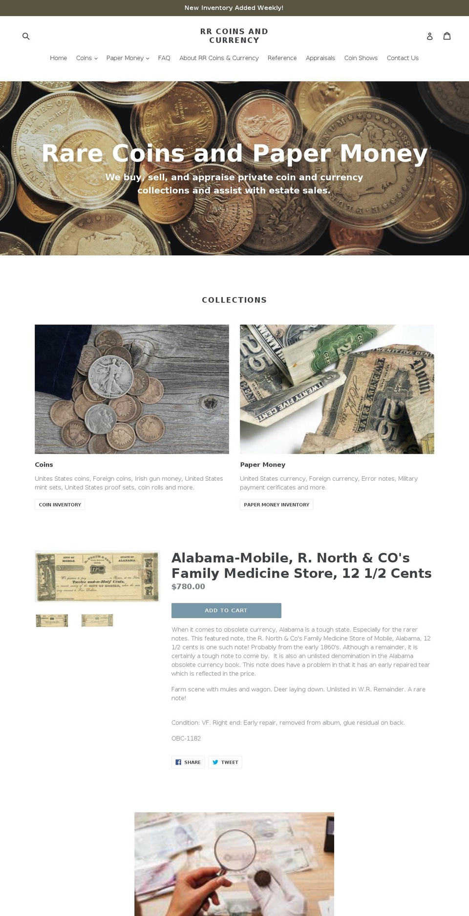 rrcoins.com — Shopify storefront screenshot