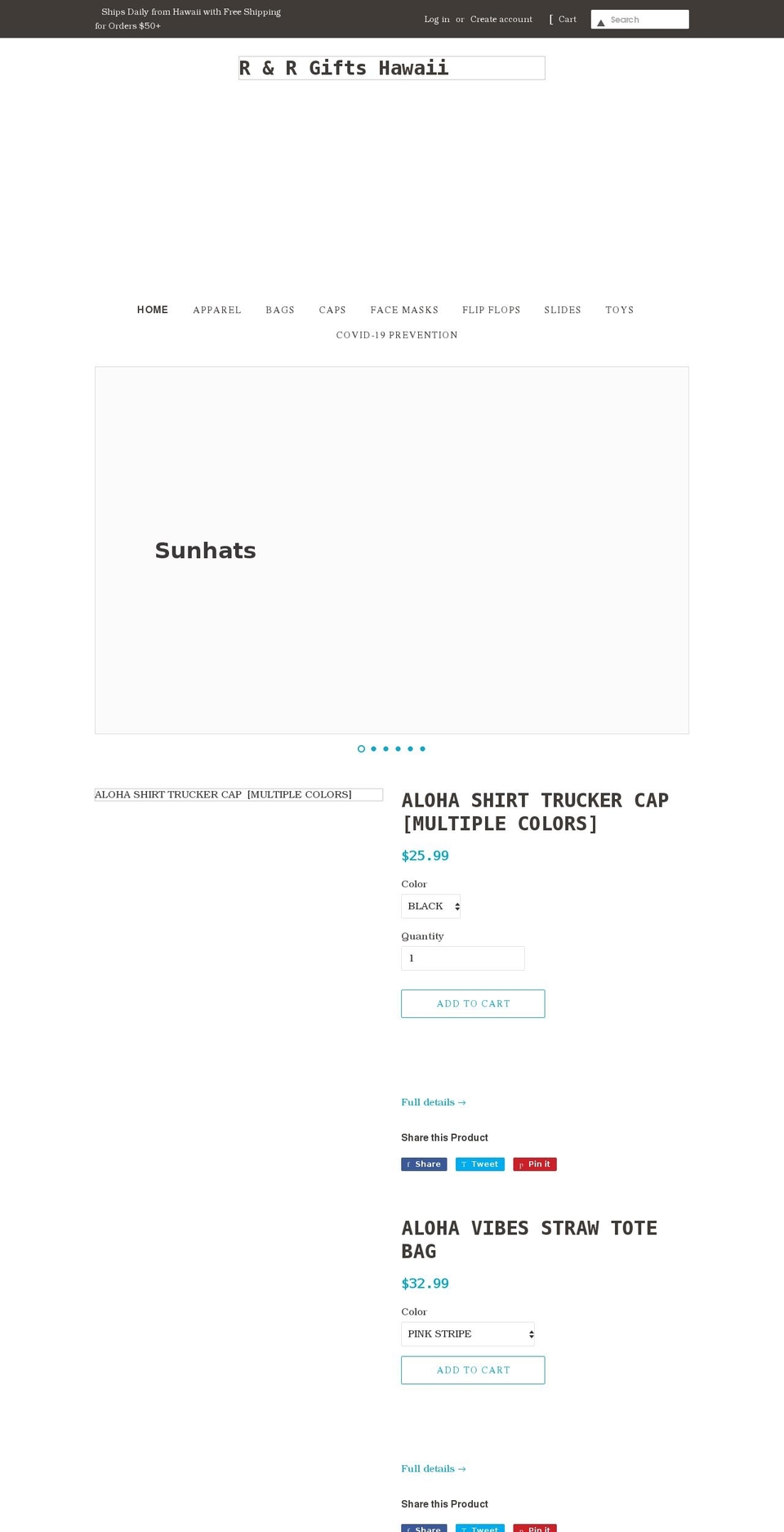 rrgiftshawaii.com shopify website screenshot