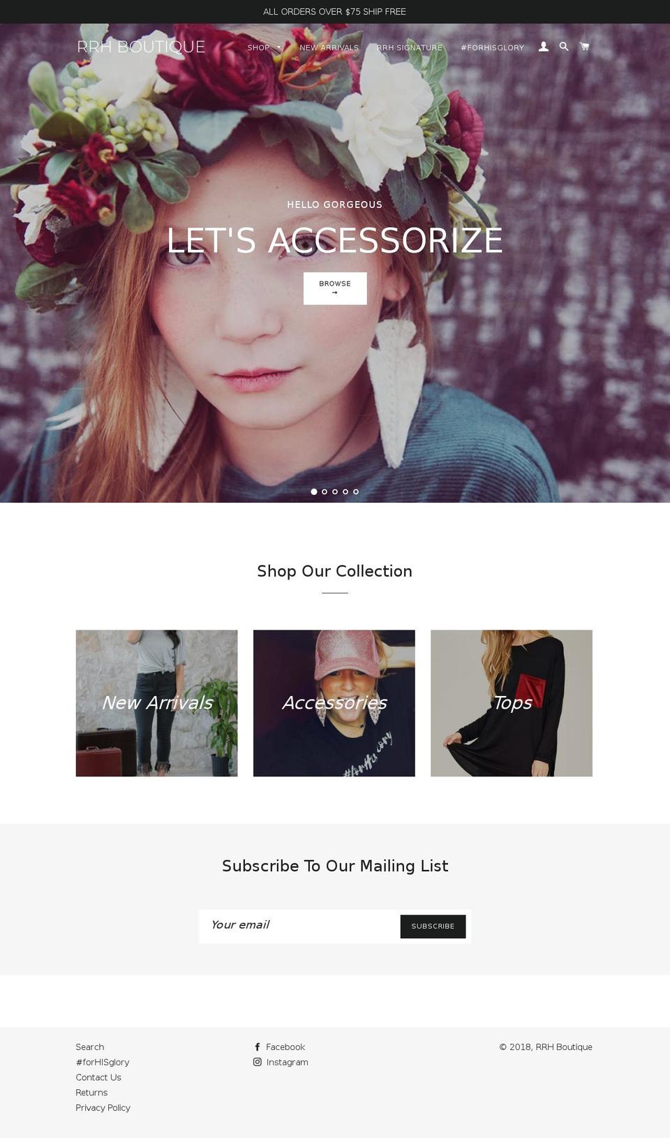 rrhboutique.com — Shopify storefront screenshot