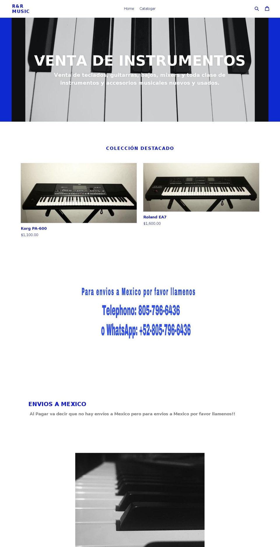 rrmusickeys.com — Shopify storefront screenshot