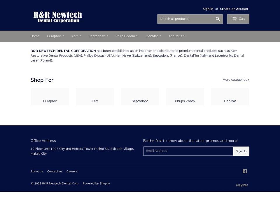 rrnewtechdental.com — Shopify storefront screenshot