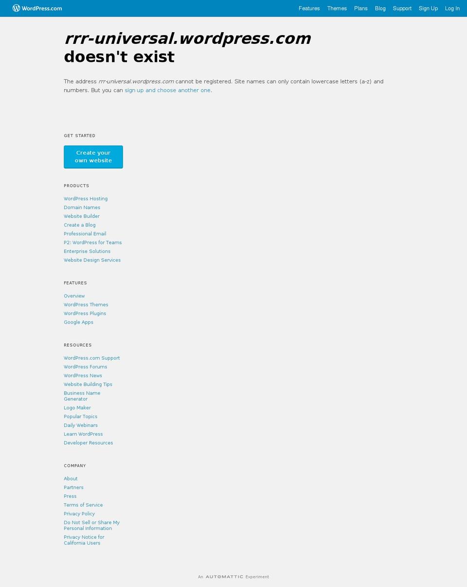 rrr-universal.com — Shopify storefront screenshot