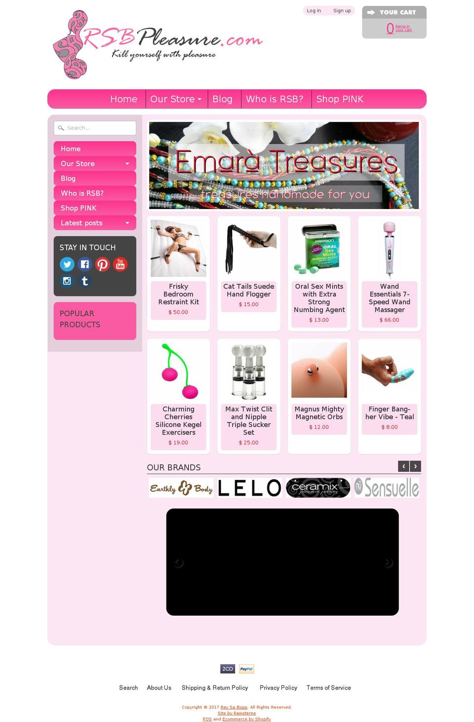 rsbpleasures.com shopify website screenshot