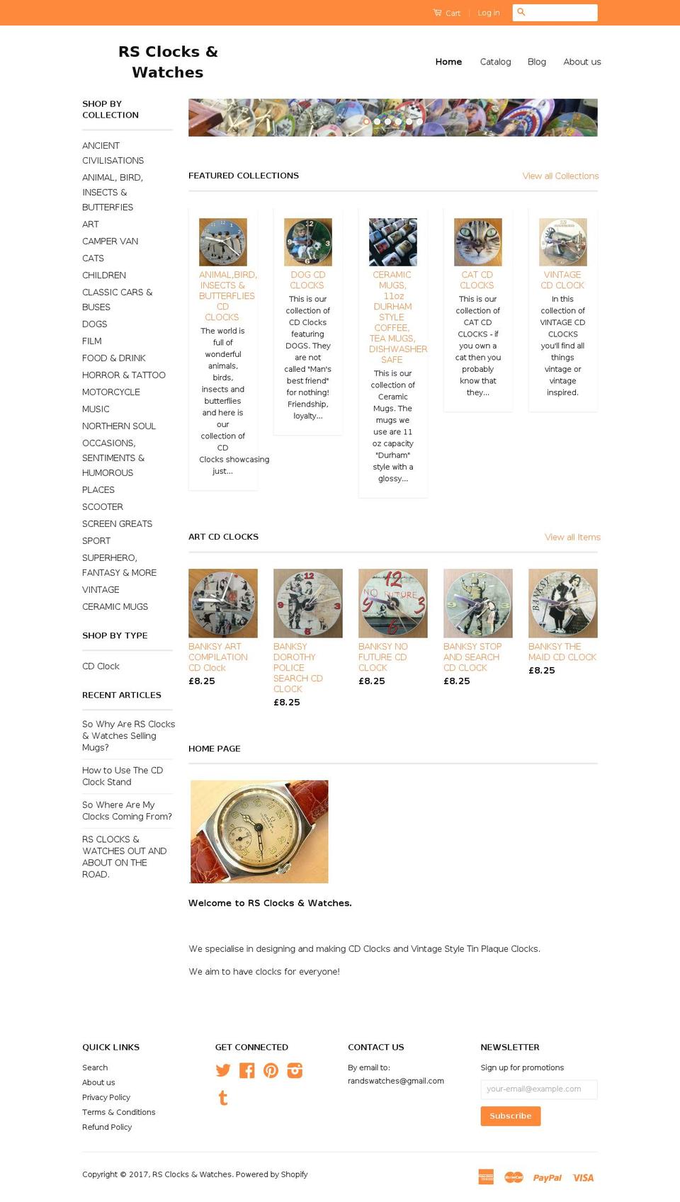 rsclocksandwatches.com shopify website screenshot