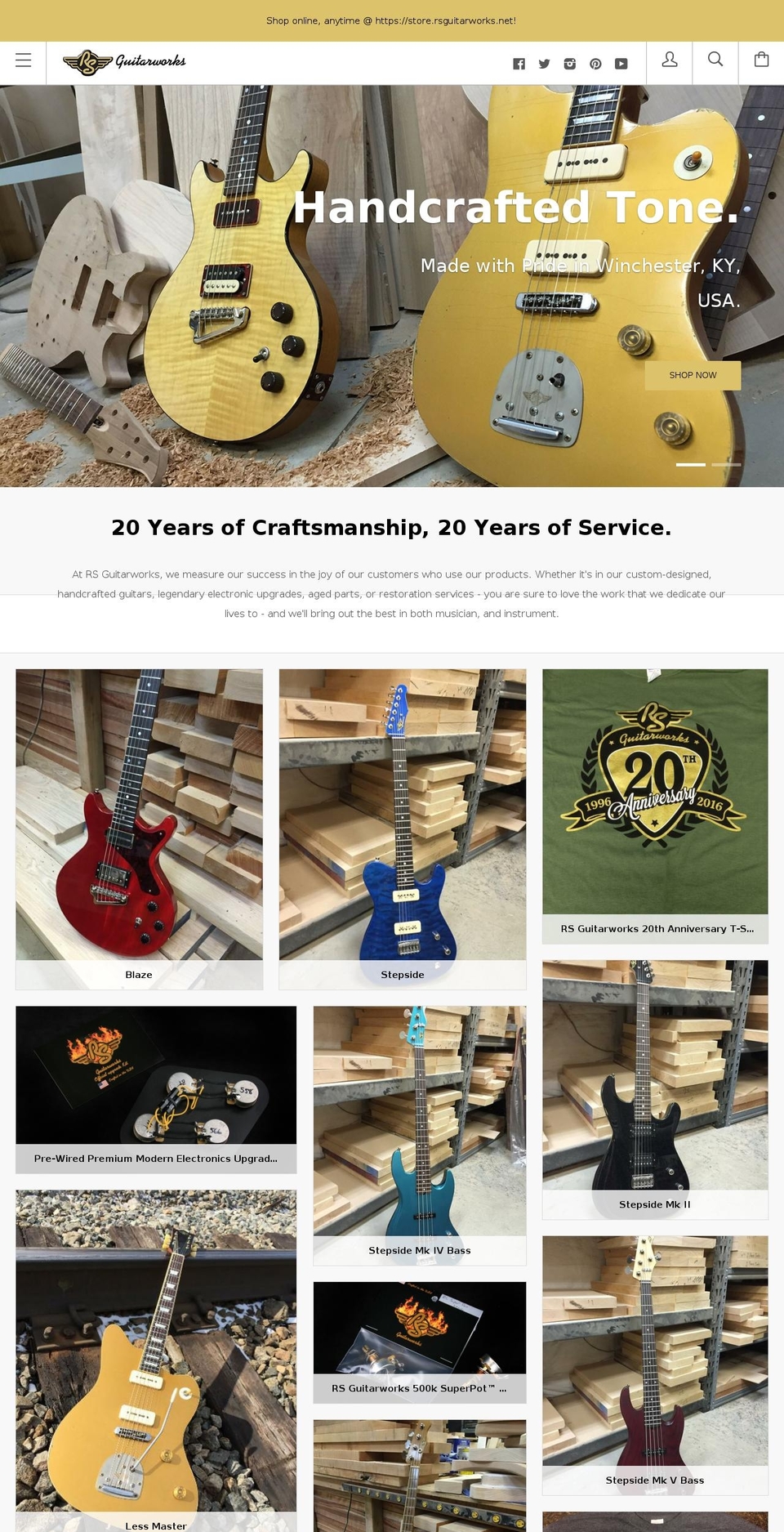 rsguitarworks.net shopify website screenshot