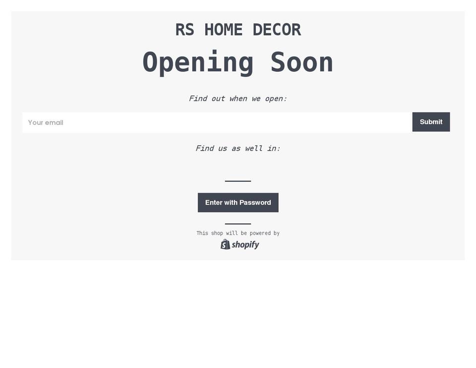 rshomedecor.com shopify website screenshot