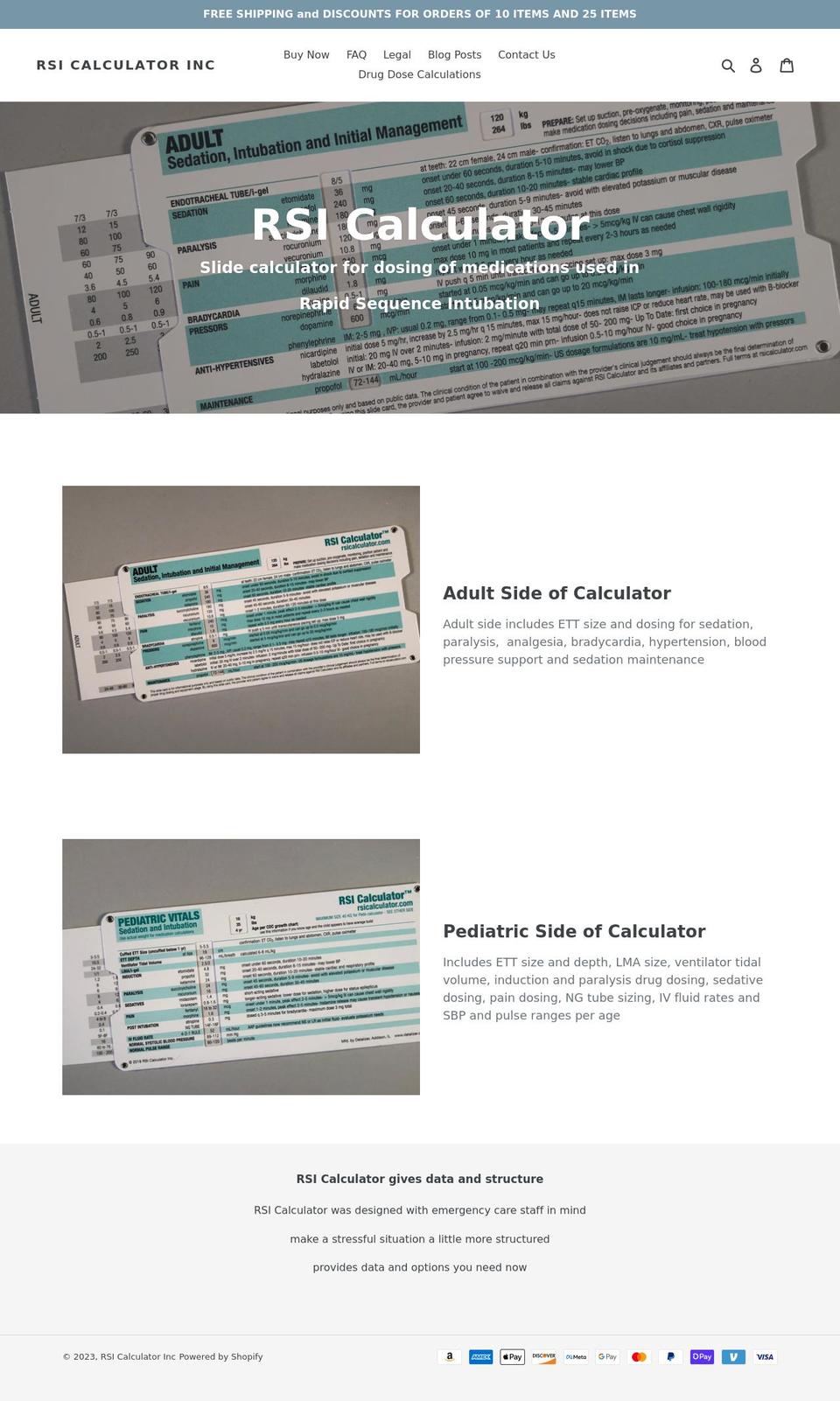 rsicalculator.com shopify website screenshot