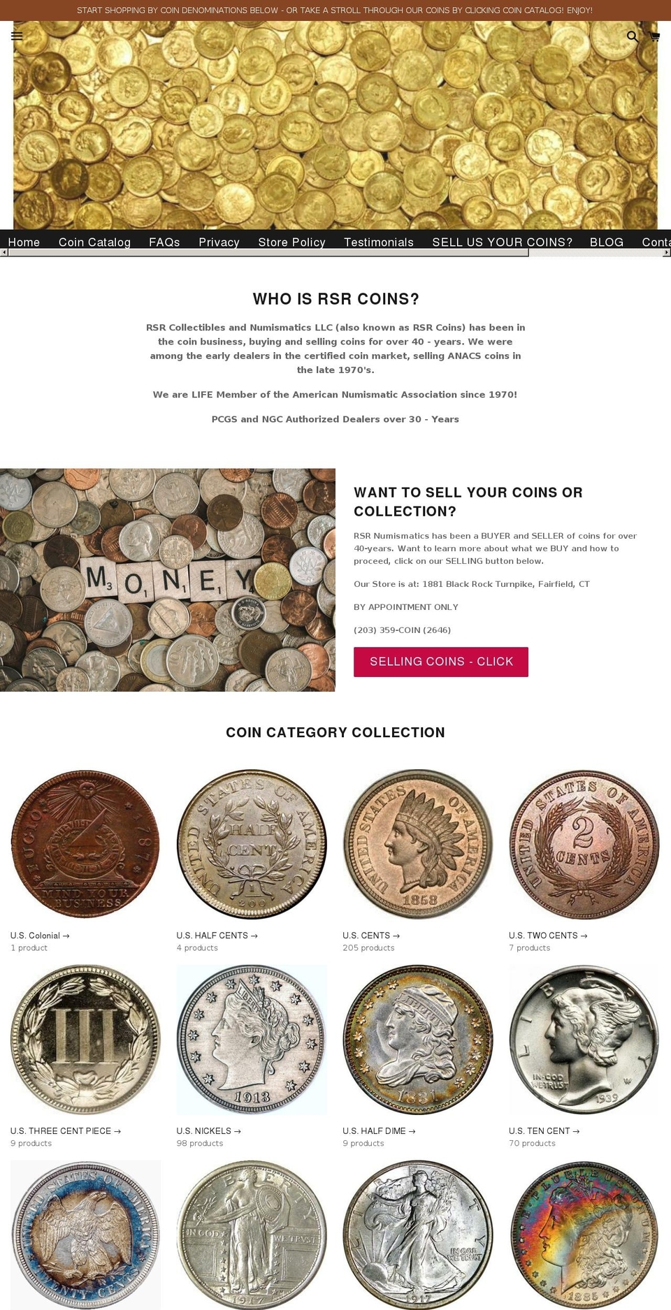 rsrcoins.com shopify website screenshot