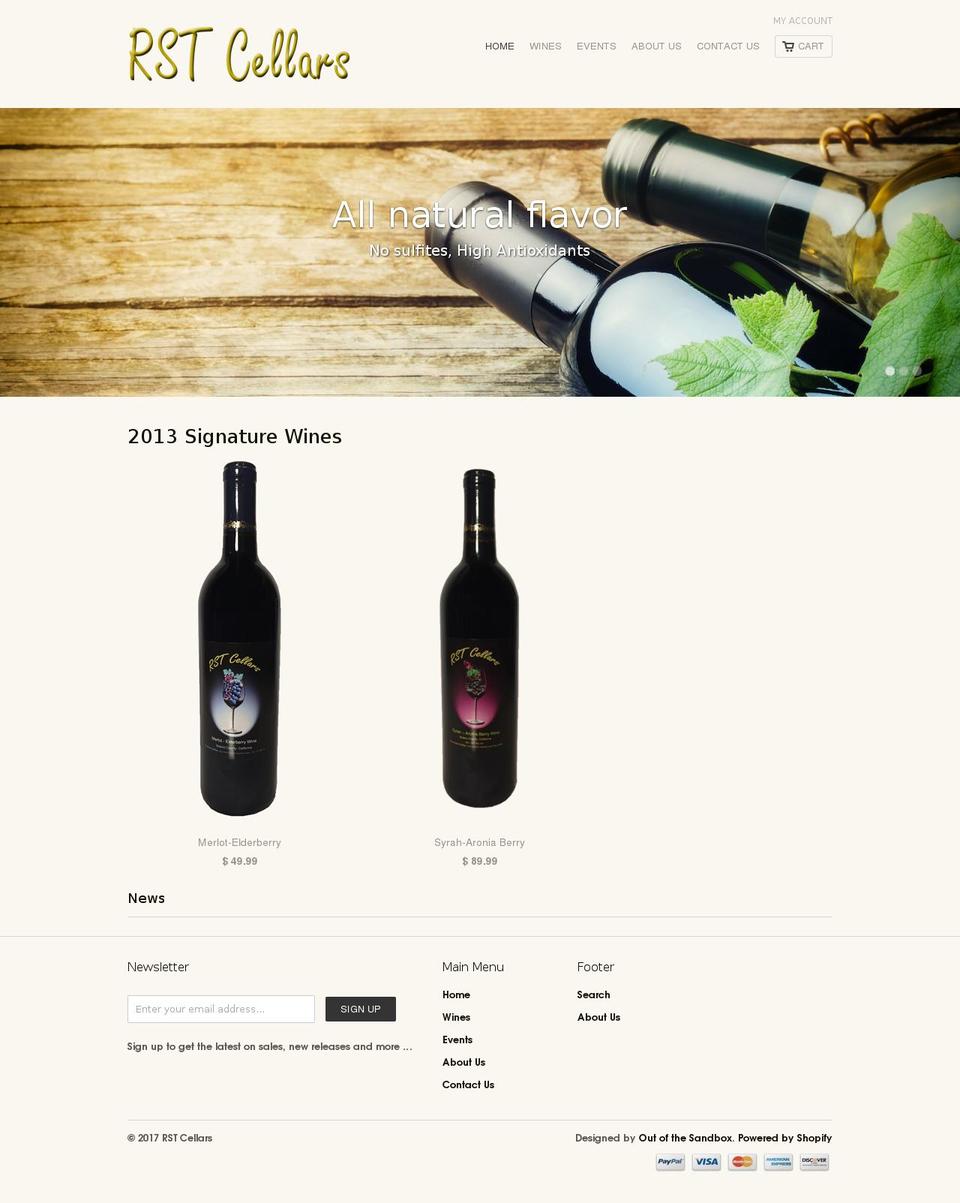 rstcellars.com shopify website screenshot