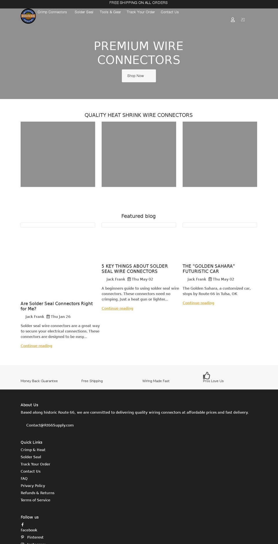 rt66supply.com shopify website screenshot