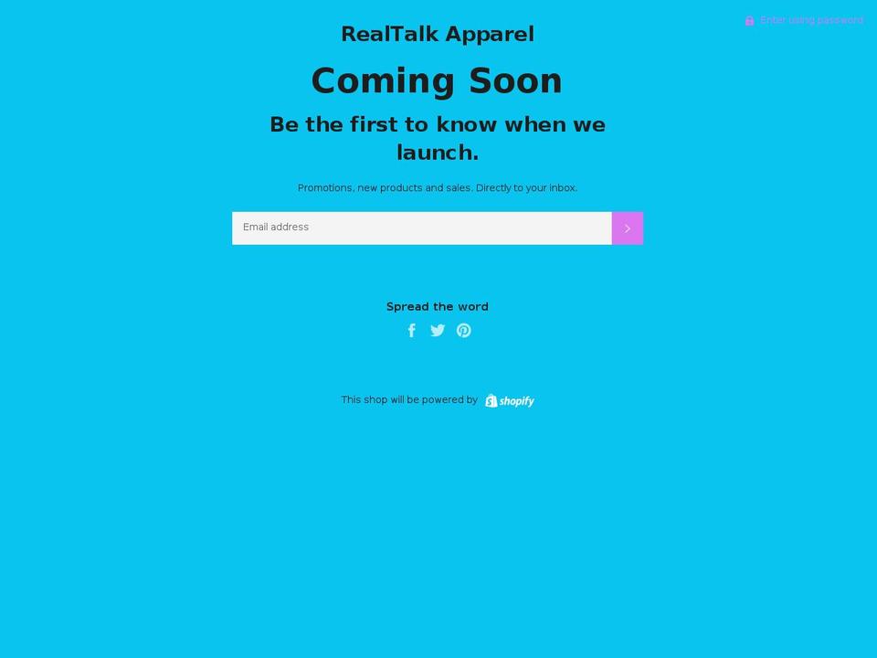 rtapparel.net shopify website screenshot