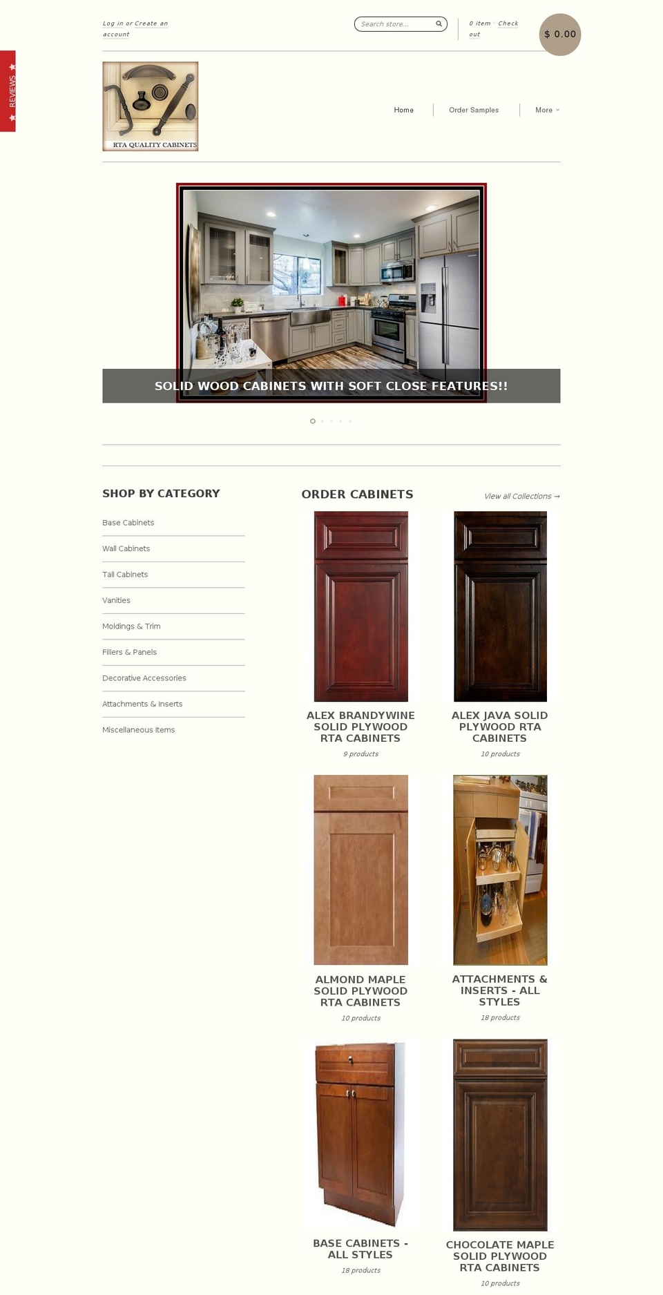 rtaqualitycabinets.com shopify website screenshot