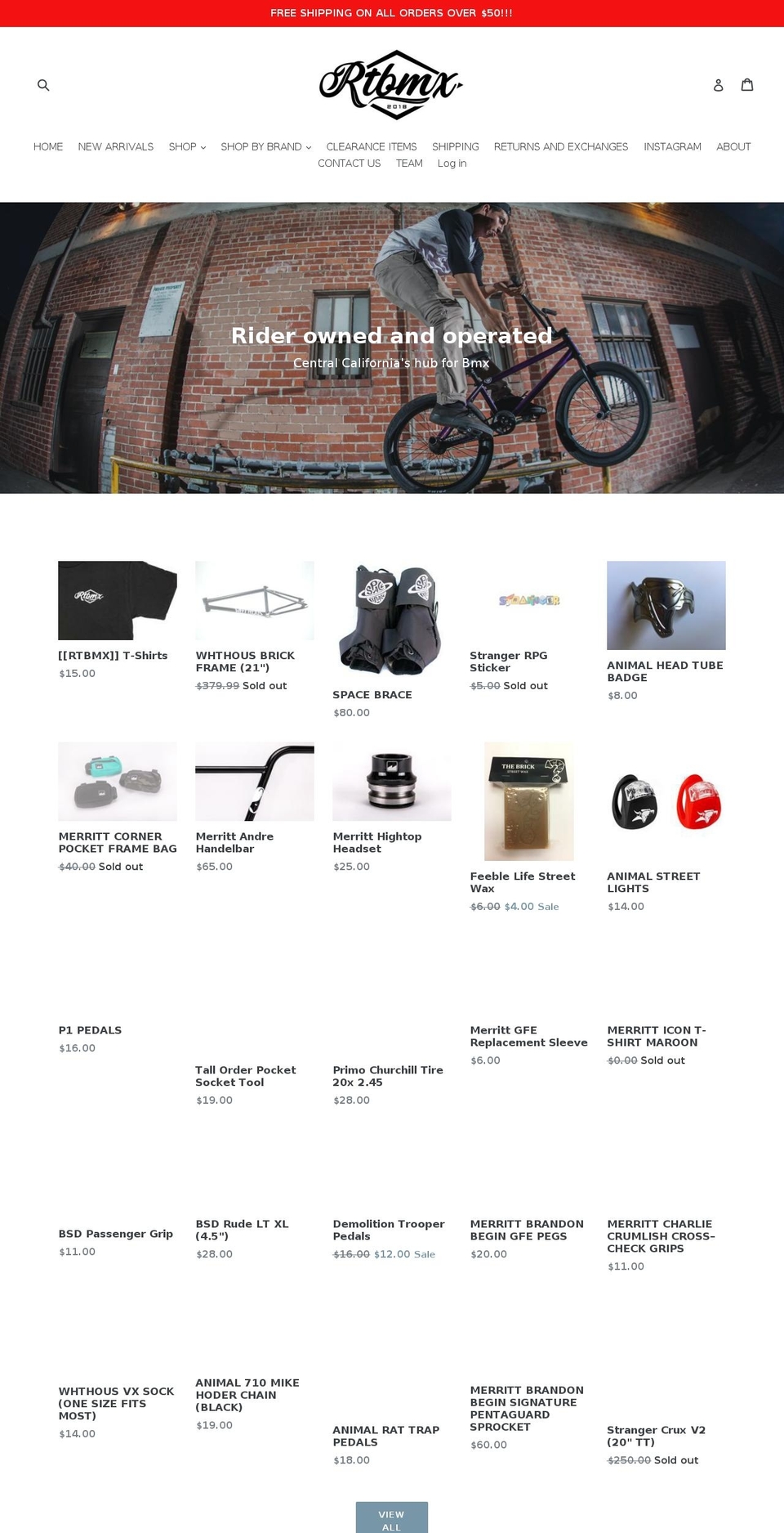 rtbmx.com shopify website screenshot