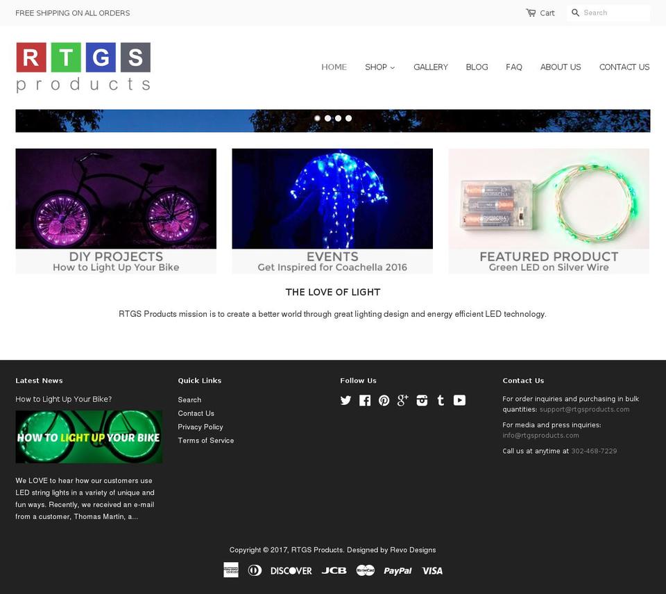 rtgsproducts.com shopify website screenshot