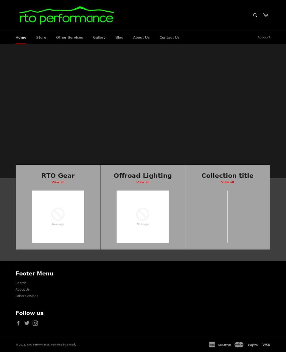 rtoperformance.com — Shopify storefront screenshot