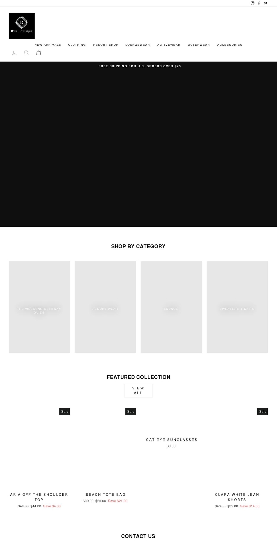 rtrboutique.com shopify website screenshot