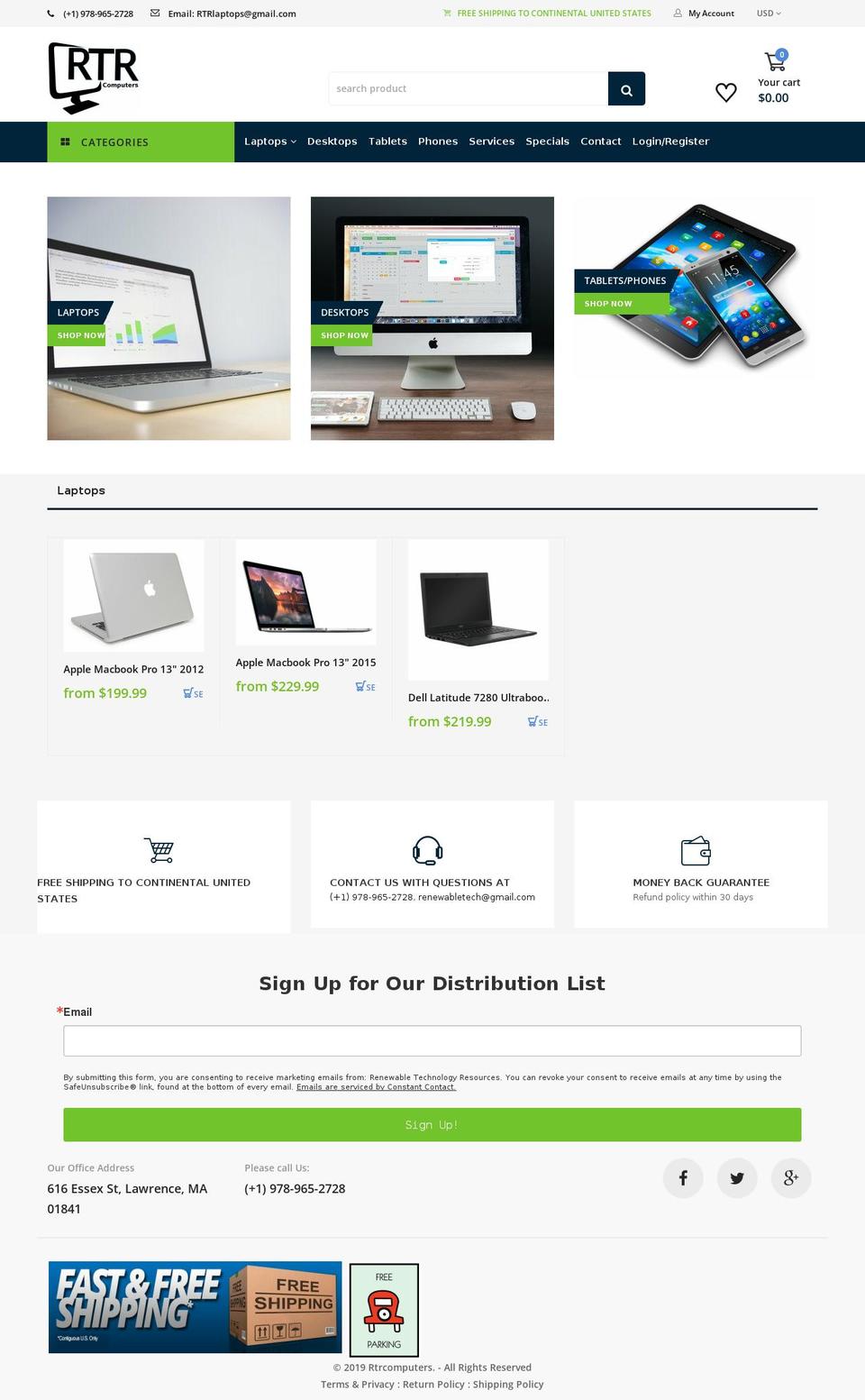 rtrcomputers.com shopify website screenshot