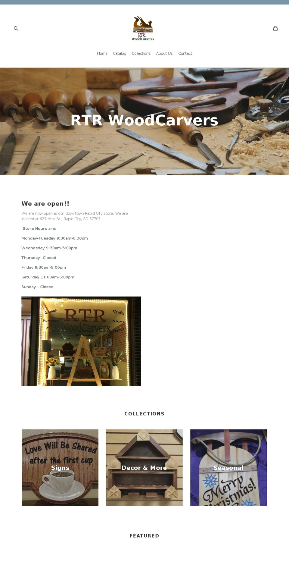 rtrwoodcarvers.com — Shopify storefront screenshot