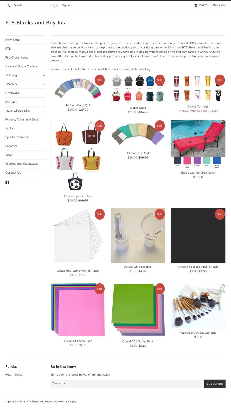 rtsblanksandbuyins.com shopify website screenshot