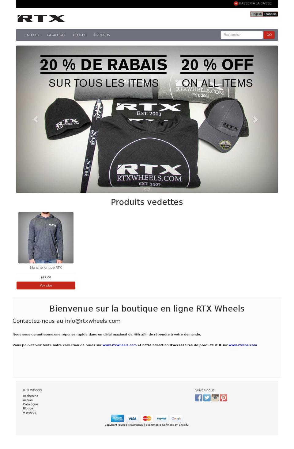 rtxwheelsstore.com shopify website screenshot