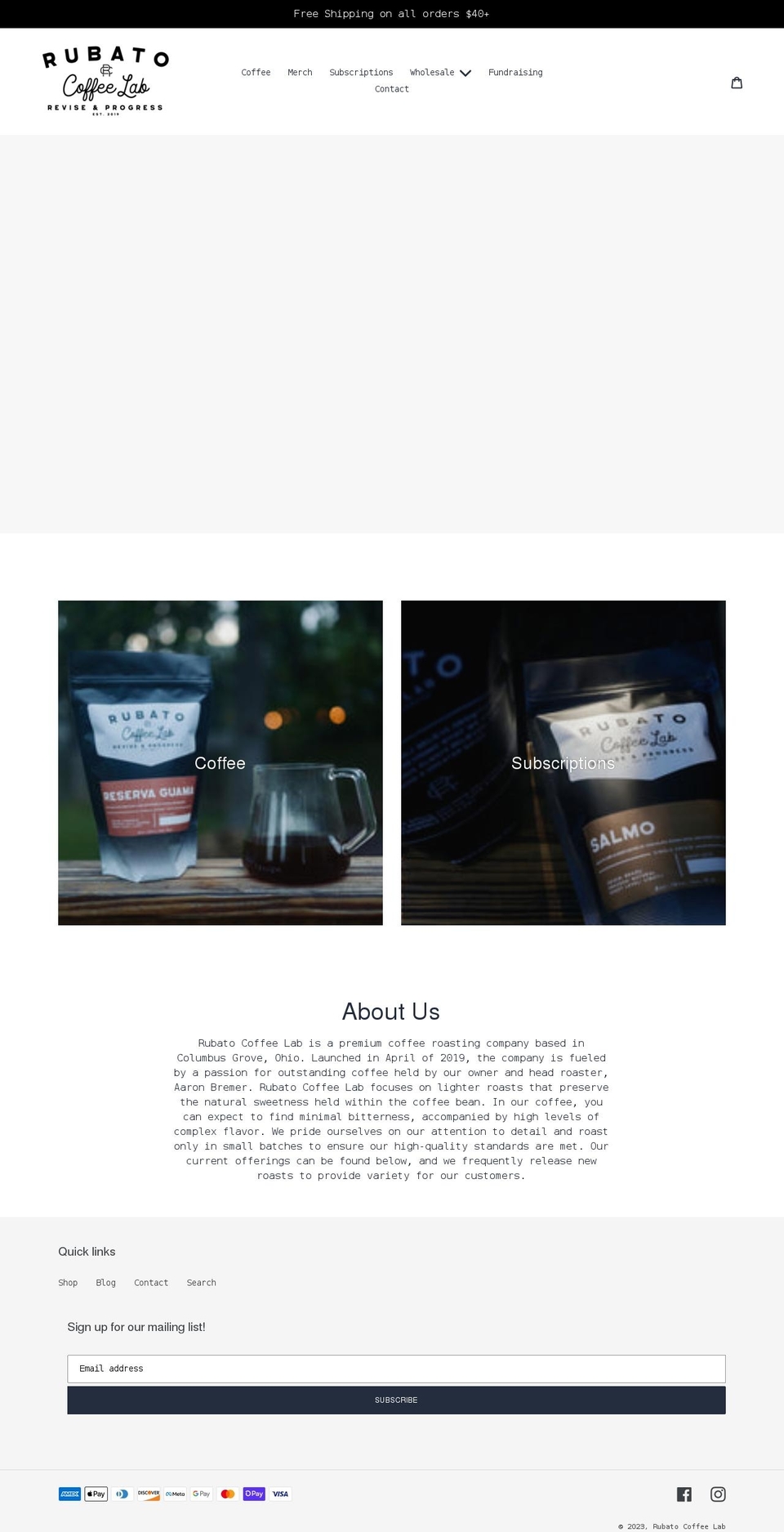 rubatocoffeelab.com shopify website screenshot
