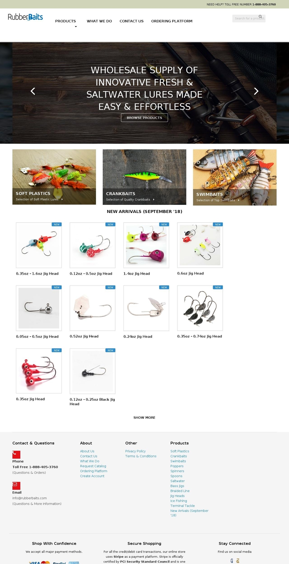 rubberbaits.com shopify website screenshot