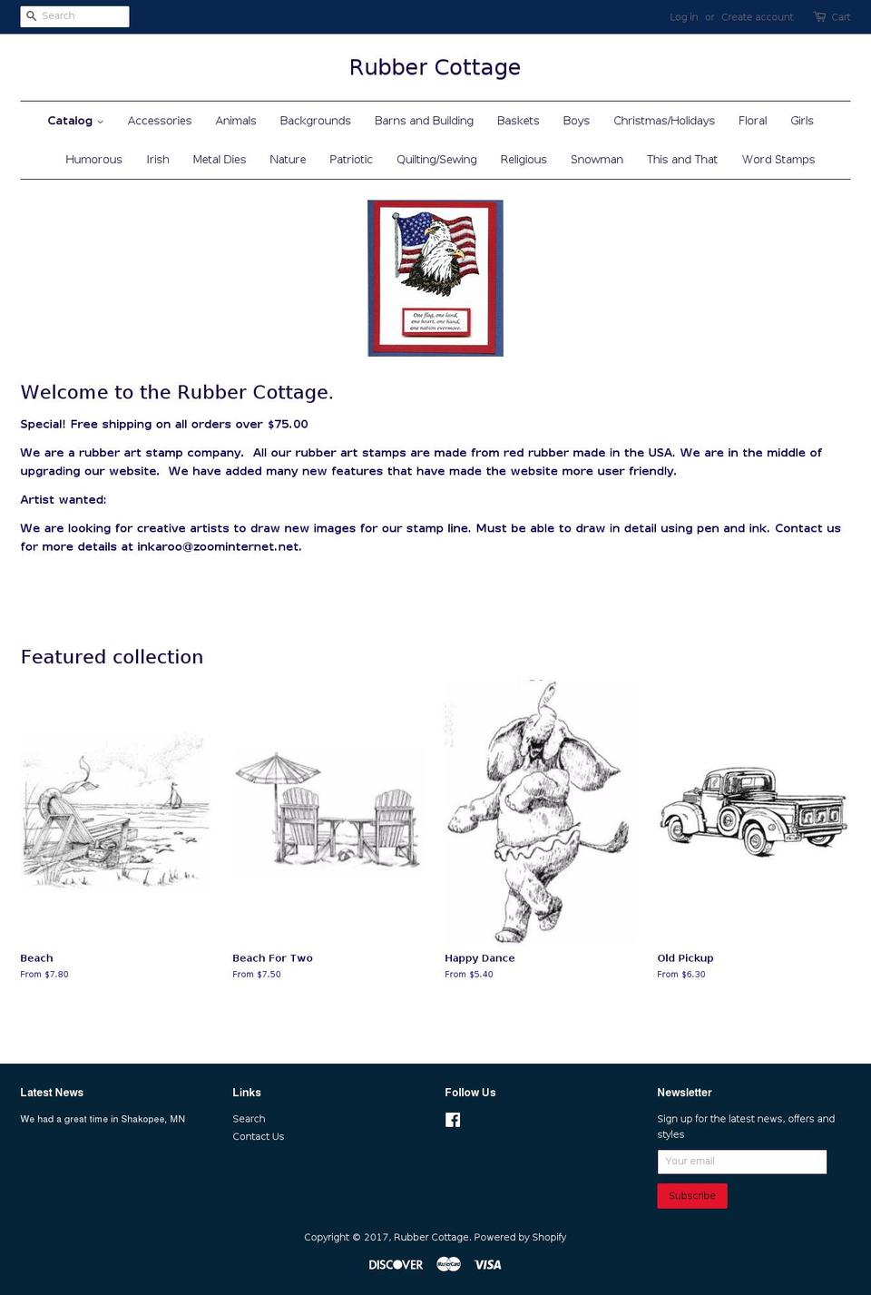 rubbercottage.com shopify website screenshot