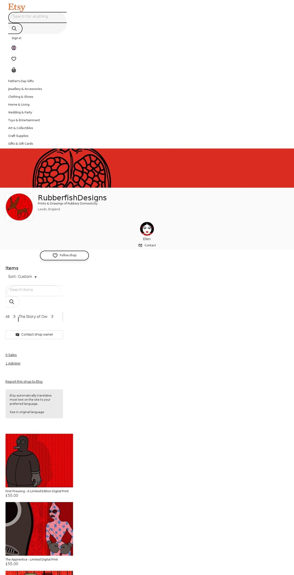 rubberfish.co.uk shopify website screenshot