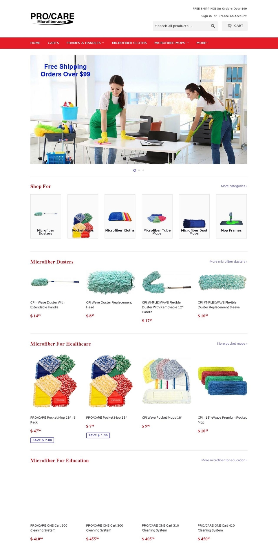 rubbermaidmicrofiberproducts.com — Shopify storefront screenshot