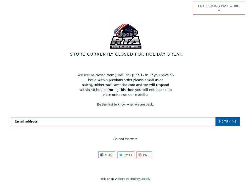 rubbertracksamerica.com — Shopify storefront screenshot