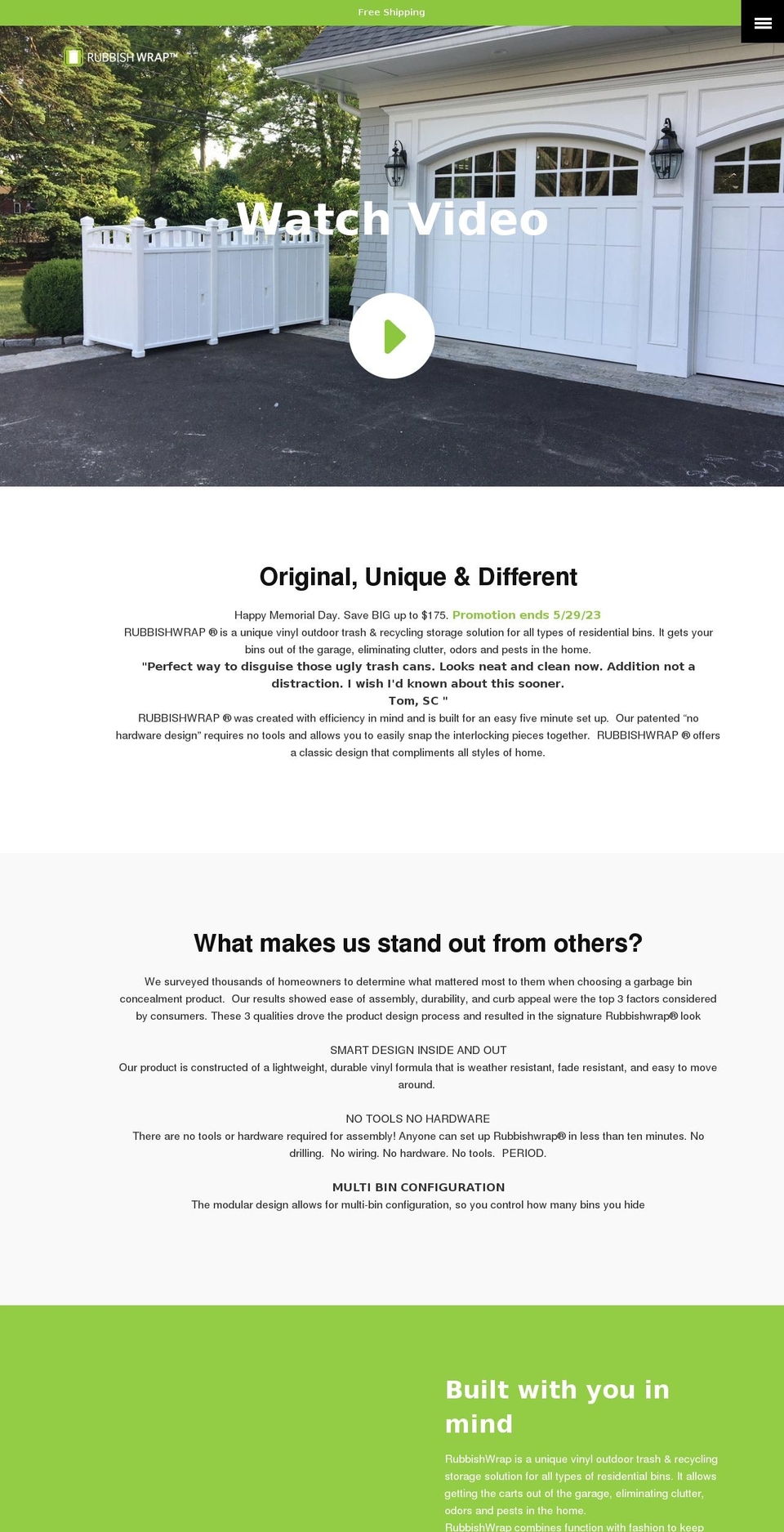 rubbishwrap.com shopify website screenshot