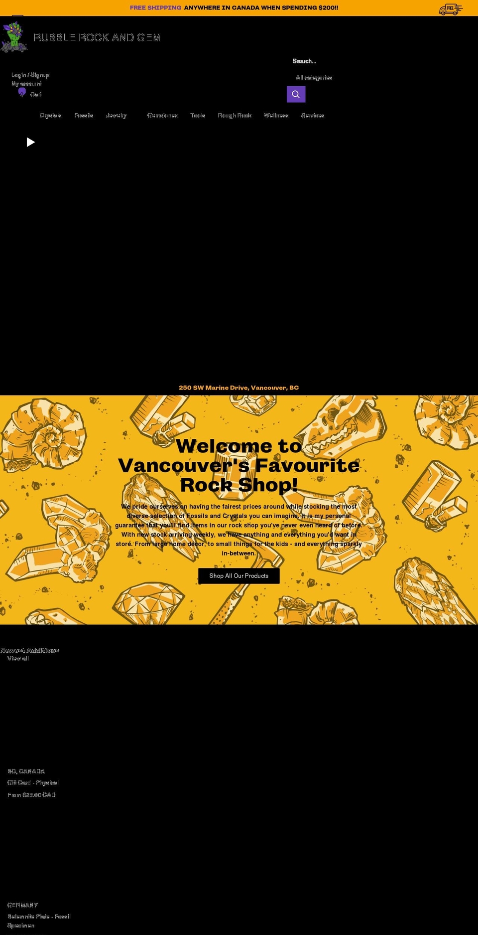 rubblerockandgem.com shopify website screenshot