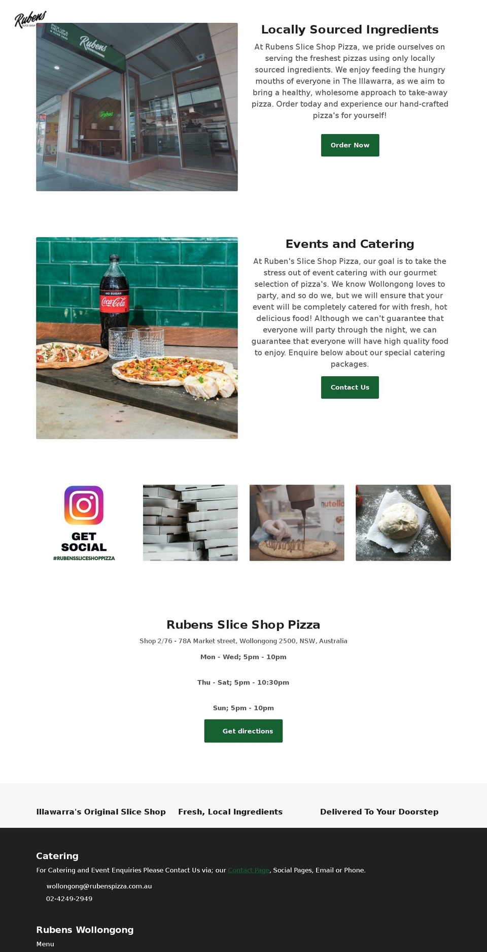 rubenspizza.com.au shopify website screenshot
