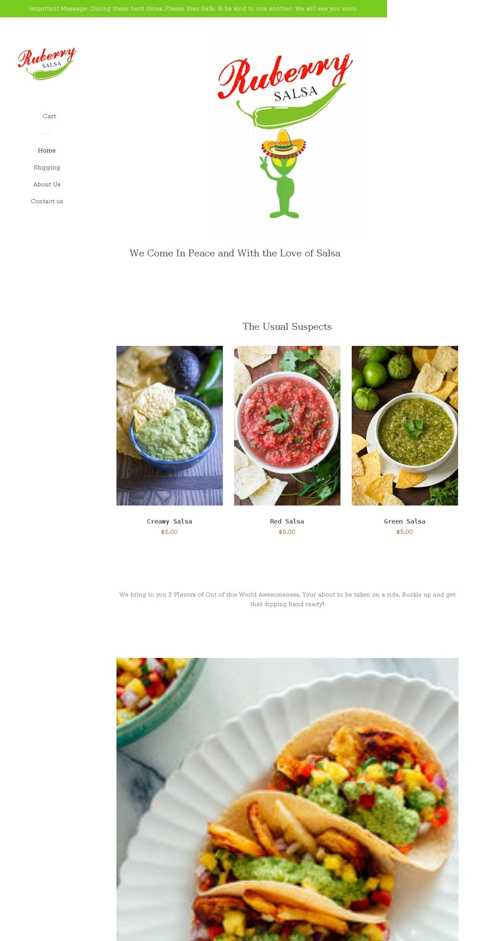 ruberrysalsa.com shopify website screenshot