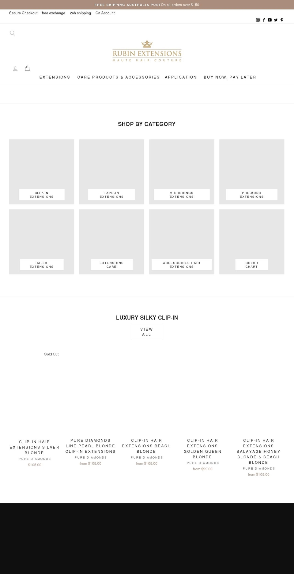 rubin-extensions.com.au shopify website screenshot