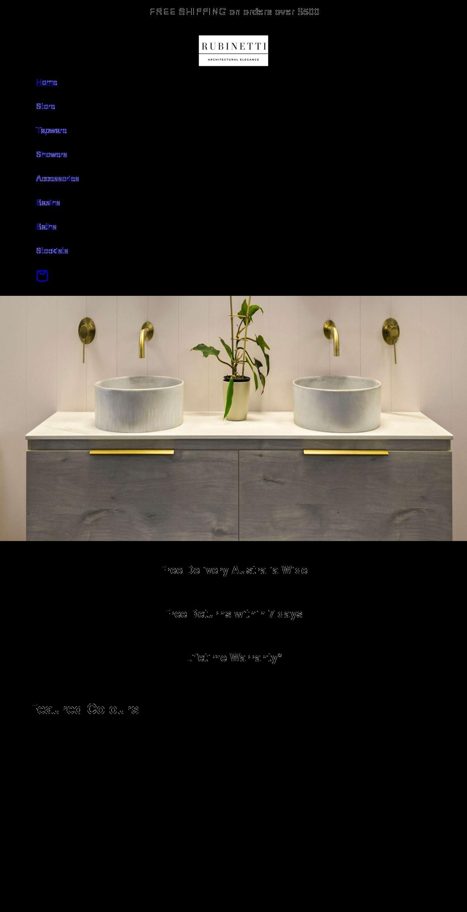 rubinetti.com.au shopify website screenshot