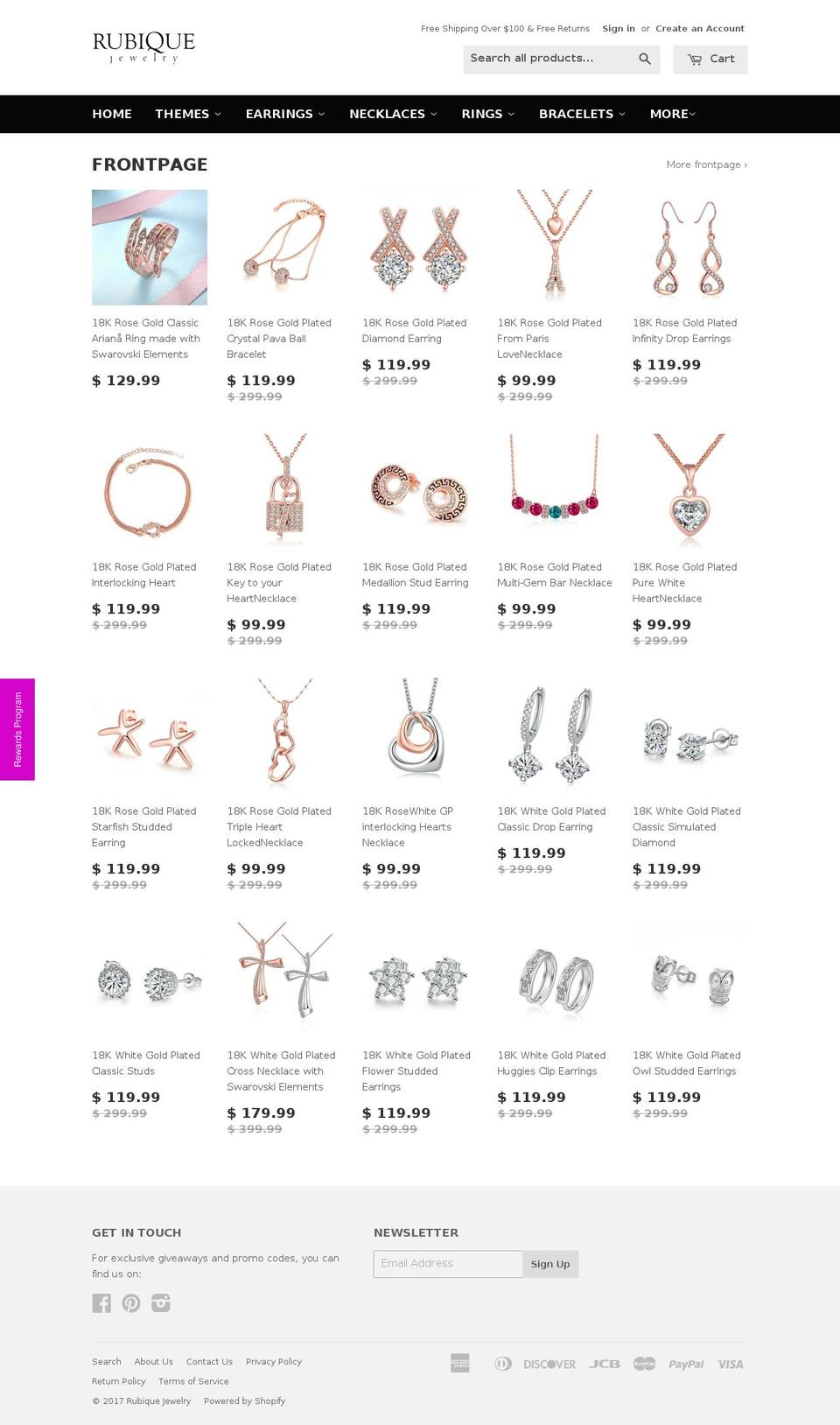 rubiquejewelry.com shopify website screenshot