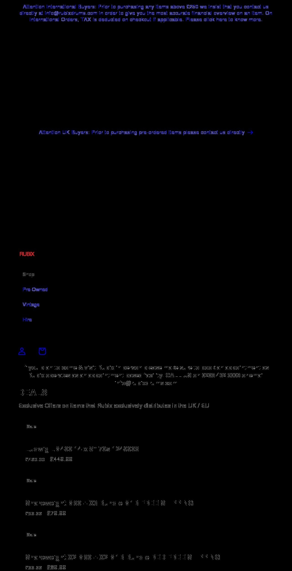 rubixdrums.com shopify website screenshot