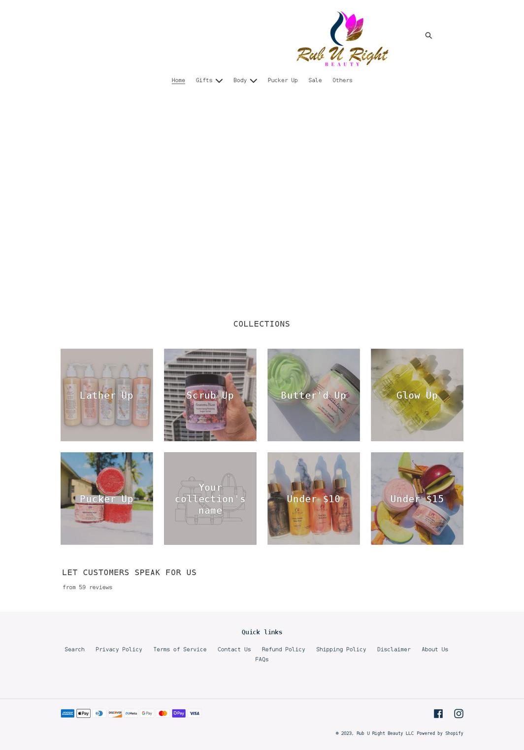 ruburightbeauty.com shopify website screenshot
