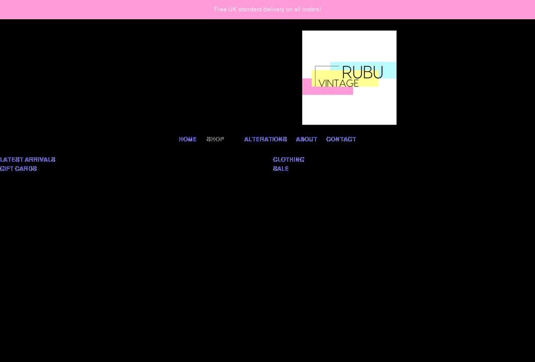 rubuvintage.com shopify website screenshot