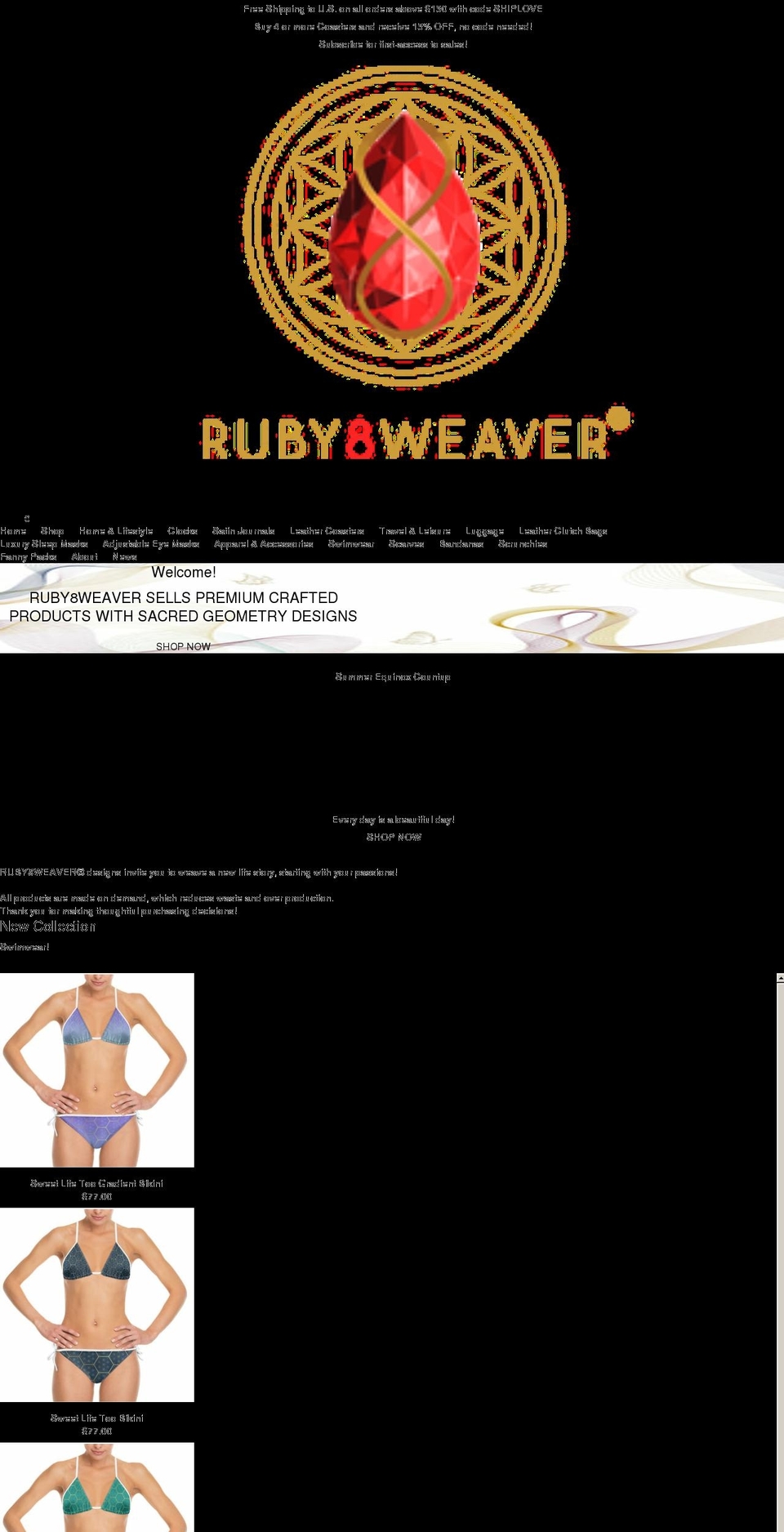 ruby8weaver.com shopify website screenshot