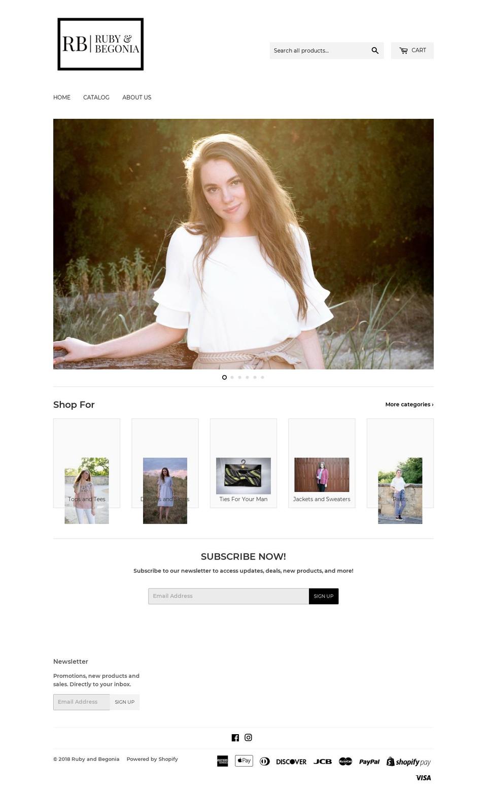 rubyandbegonia.com — Shopify storefront screenshot