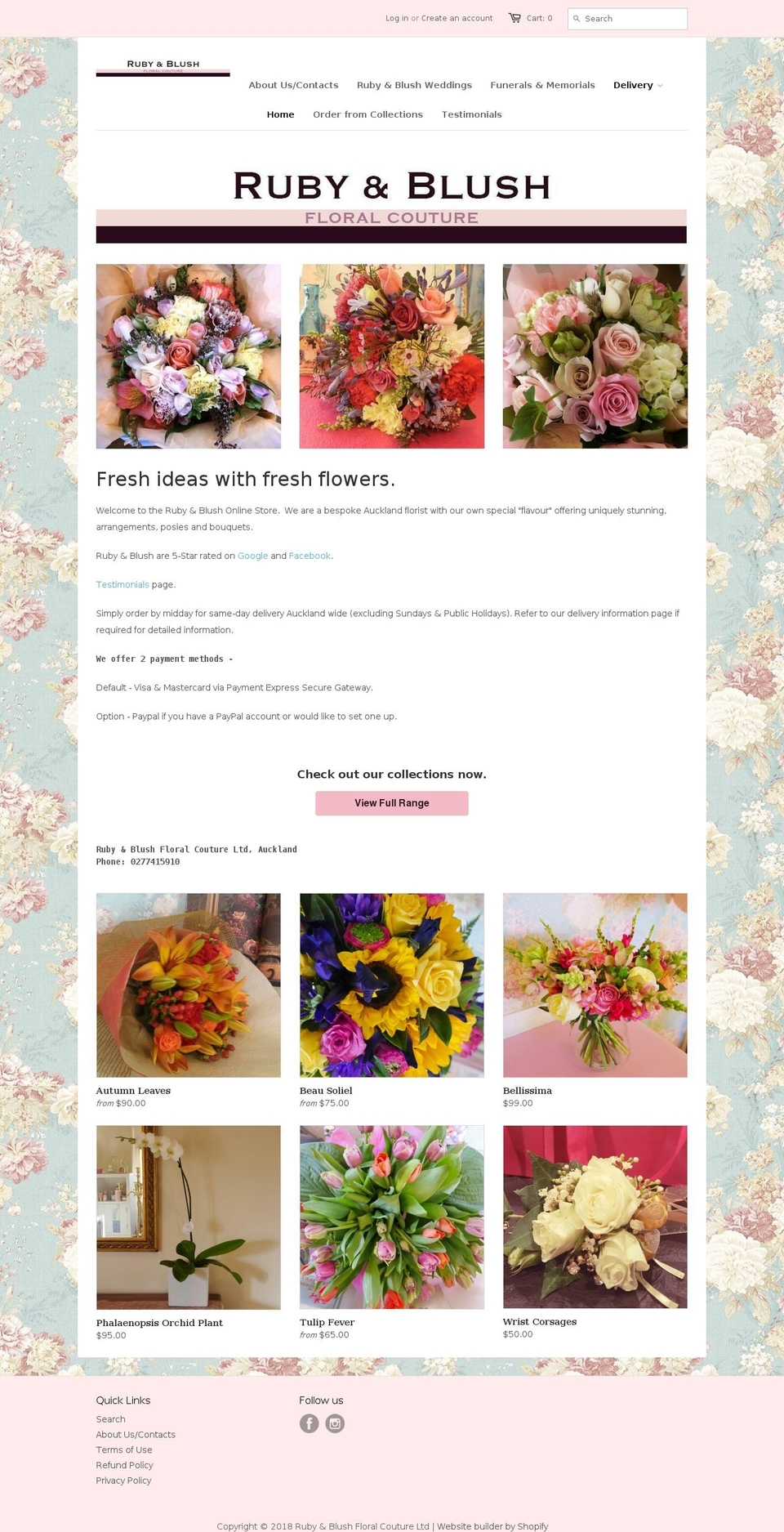 rubyandblush.co.nz shopify website screenshot